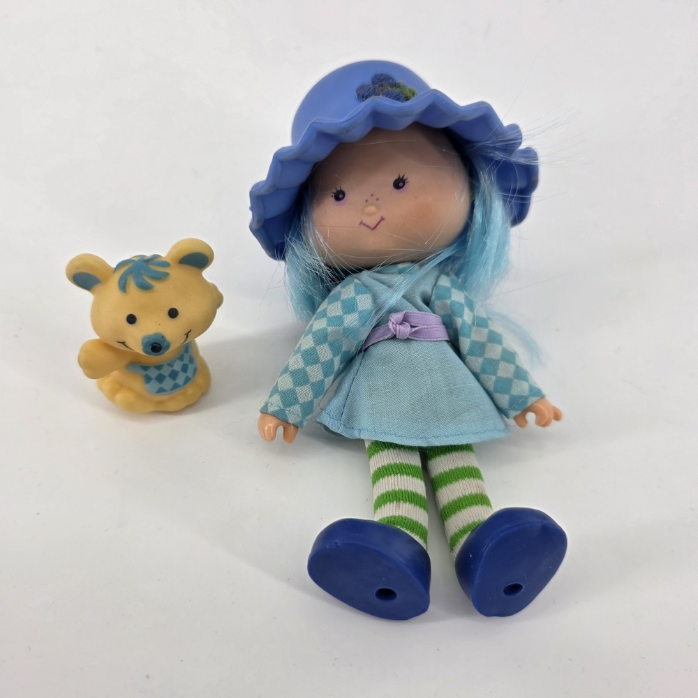 Vintage 1982 Strawberry Shortcake Blueberry Muffin Doll w/Cheesecake Pet Kenner